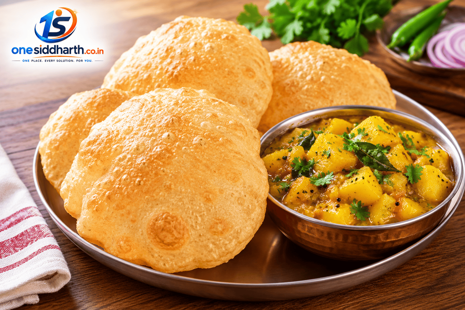 Hotel style puri and potato curry recipe