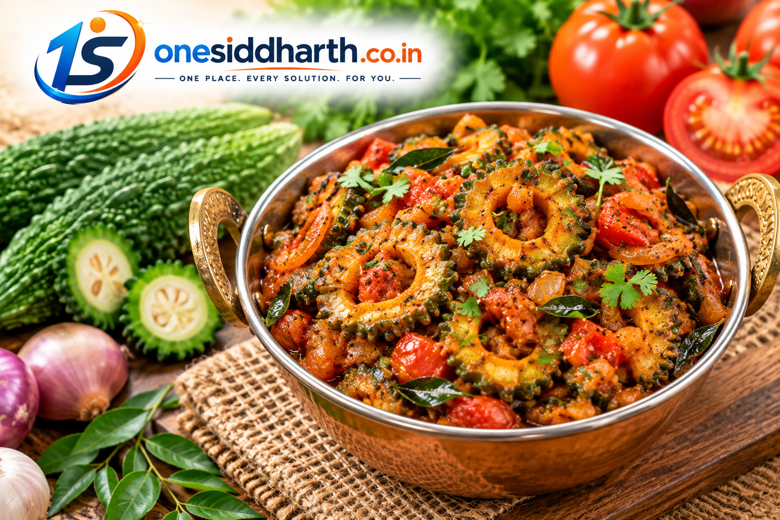 Kakarakaya tomato curry with bitter gourd and tomatoes